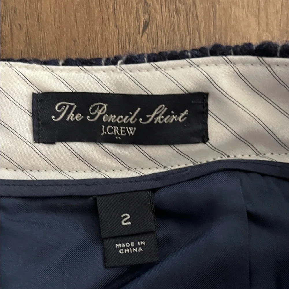 J. Crew Dark Blue Tweed Pencil Skirt - Picture 2 of 2